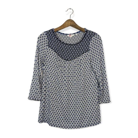 Boden Natasha Star Print Jersey Scallop Sleeve Blouse - Picture 1 of 9